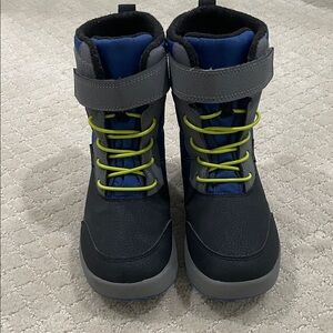 Merrell Kids Black and Gray Boots with Yellow Laces